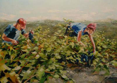 "Lucien dans les vignes de tarassac" (huile sur toile) - 180 x 60 cm (verkocht)